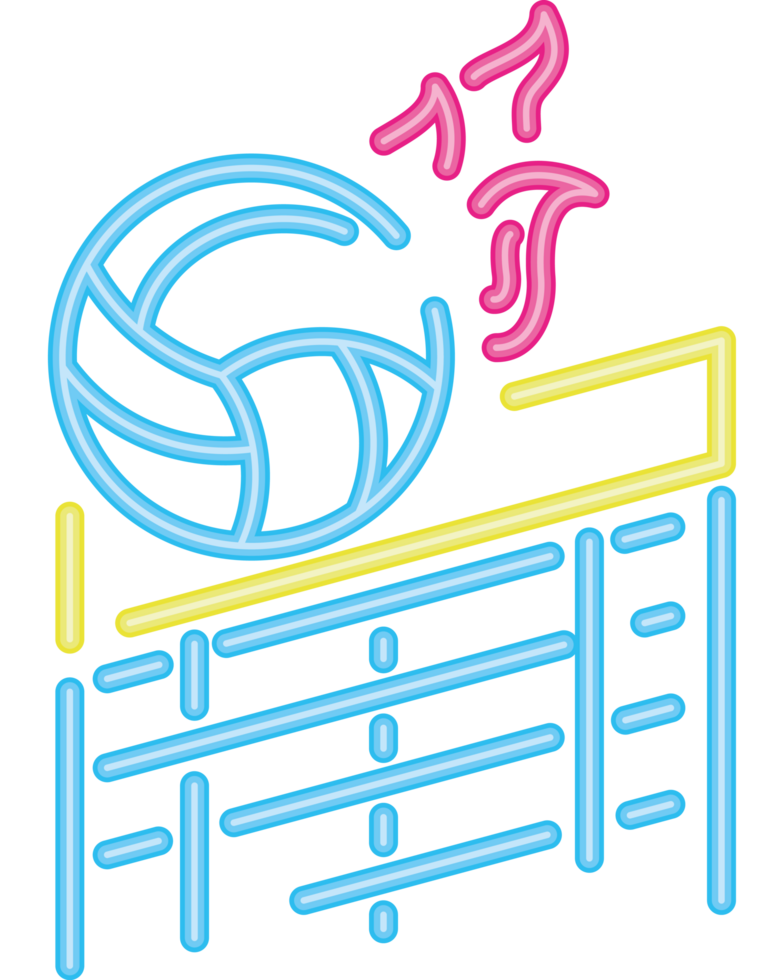 volleyball onfire sport neon style png