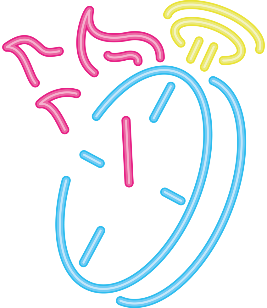 chronometer on fire neon style png