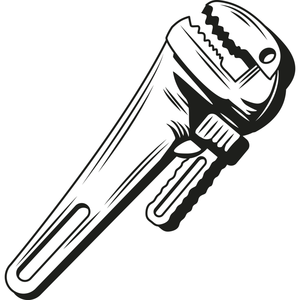 Pipe Wrench mechanic tool sketch style png
