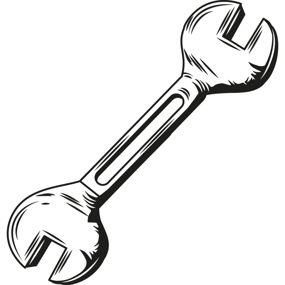 wrench mechanic tool sketch style png