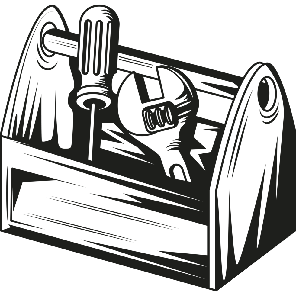 mechanic toolbox with wrench and screwdriver png