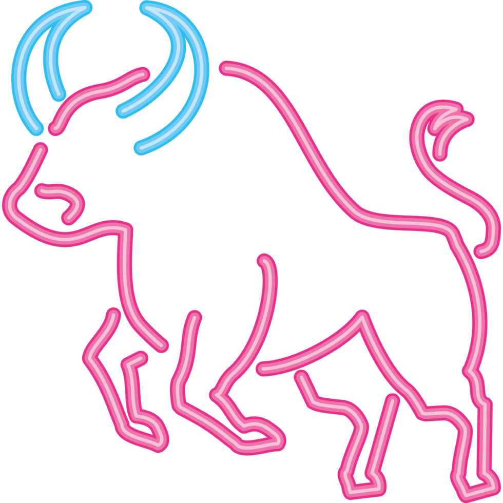 strong bull neon lights animal png