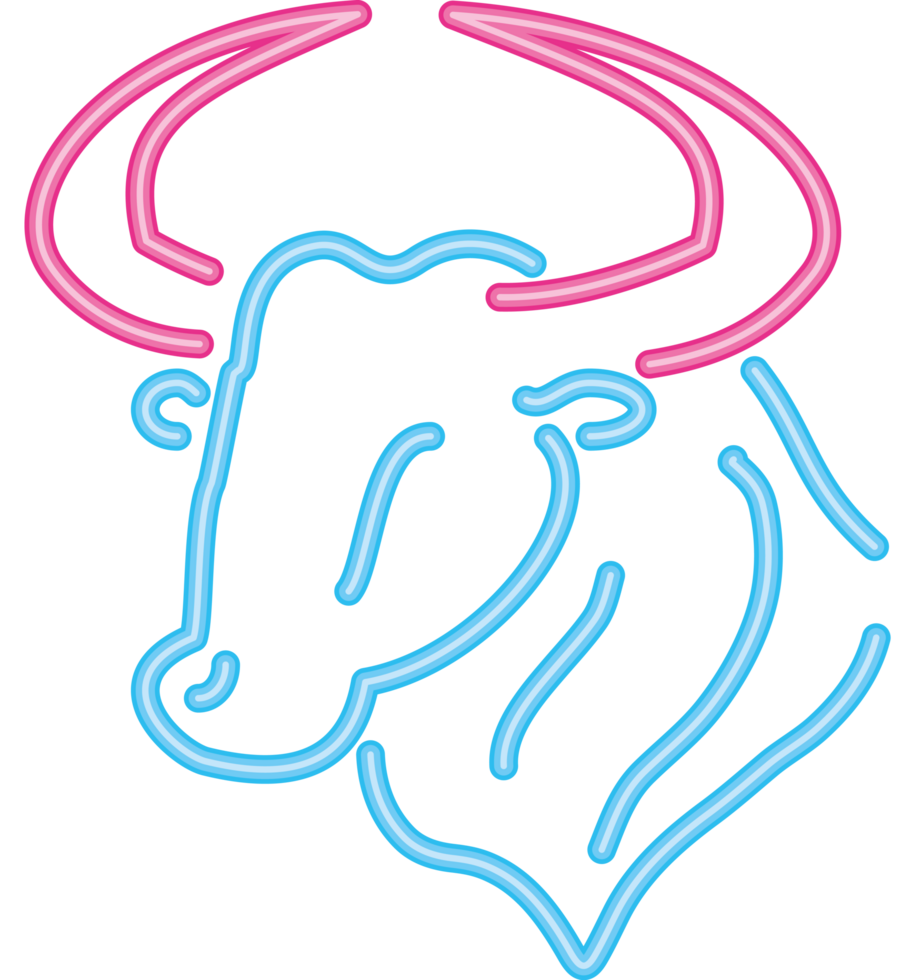 horned bull neon lights animal png