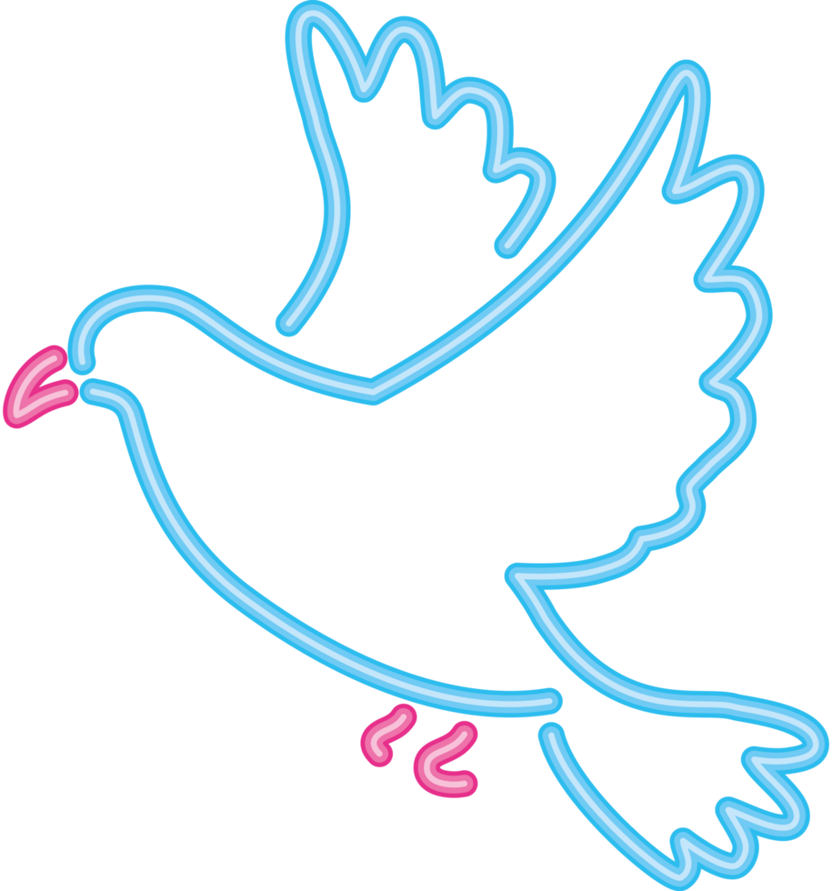 dove flying neon lights animal png