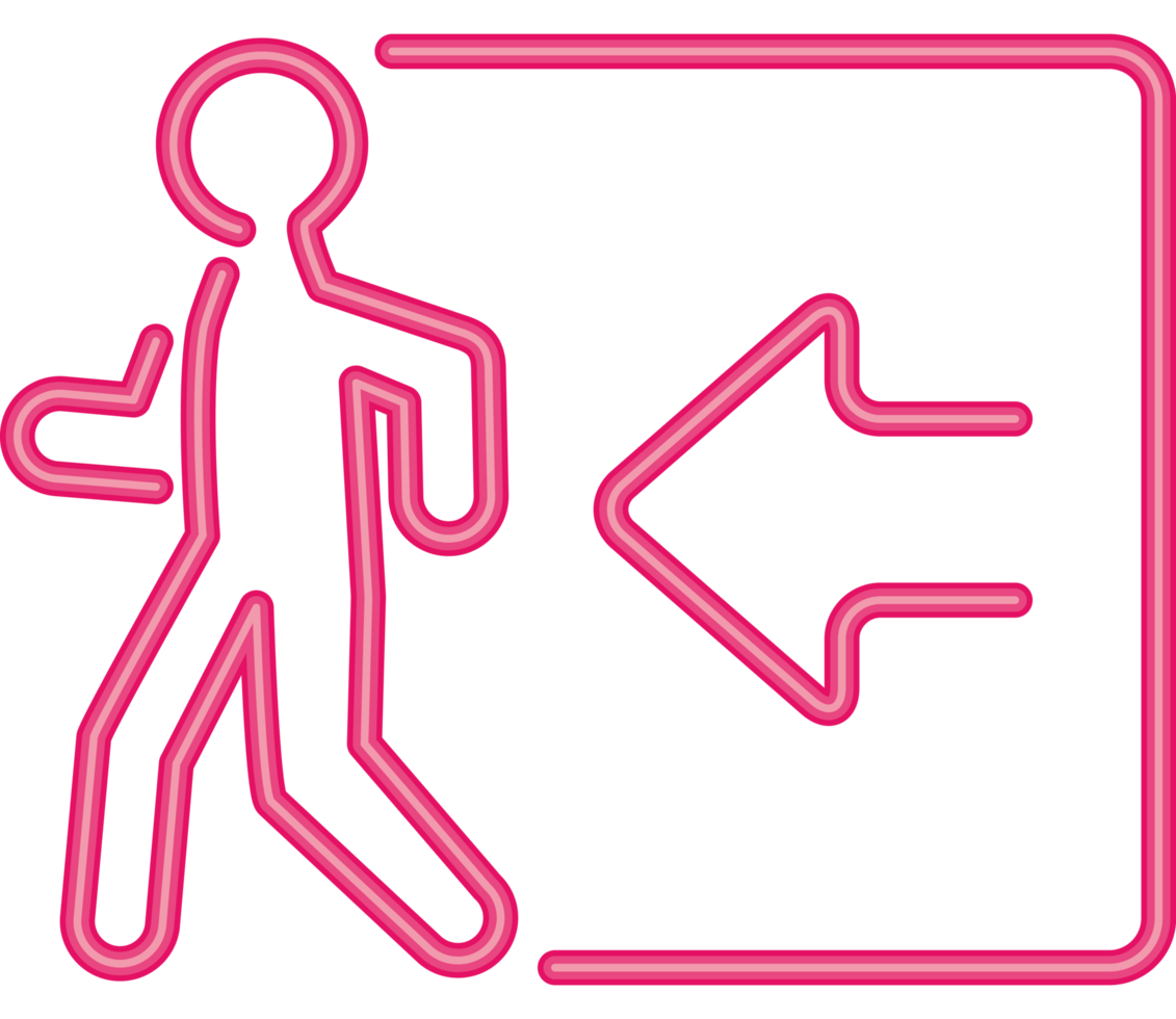 persons exit informative signal neon light png