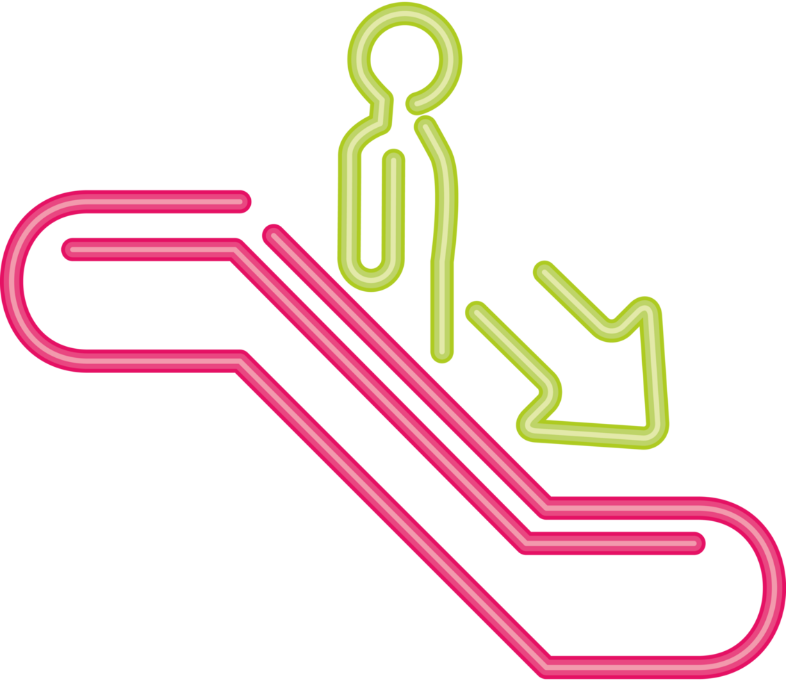 escalators down informative signal neon light png