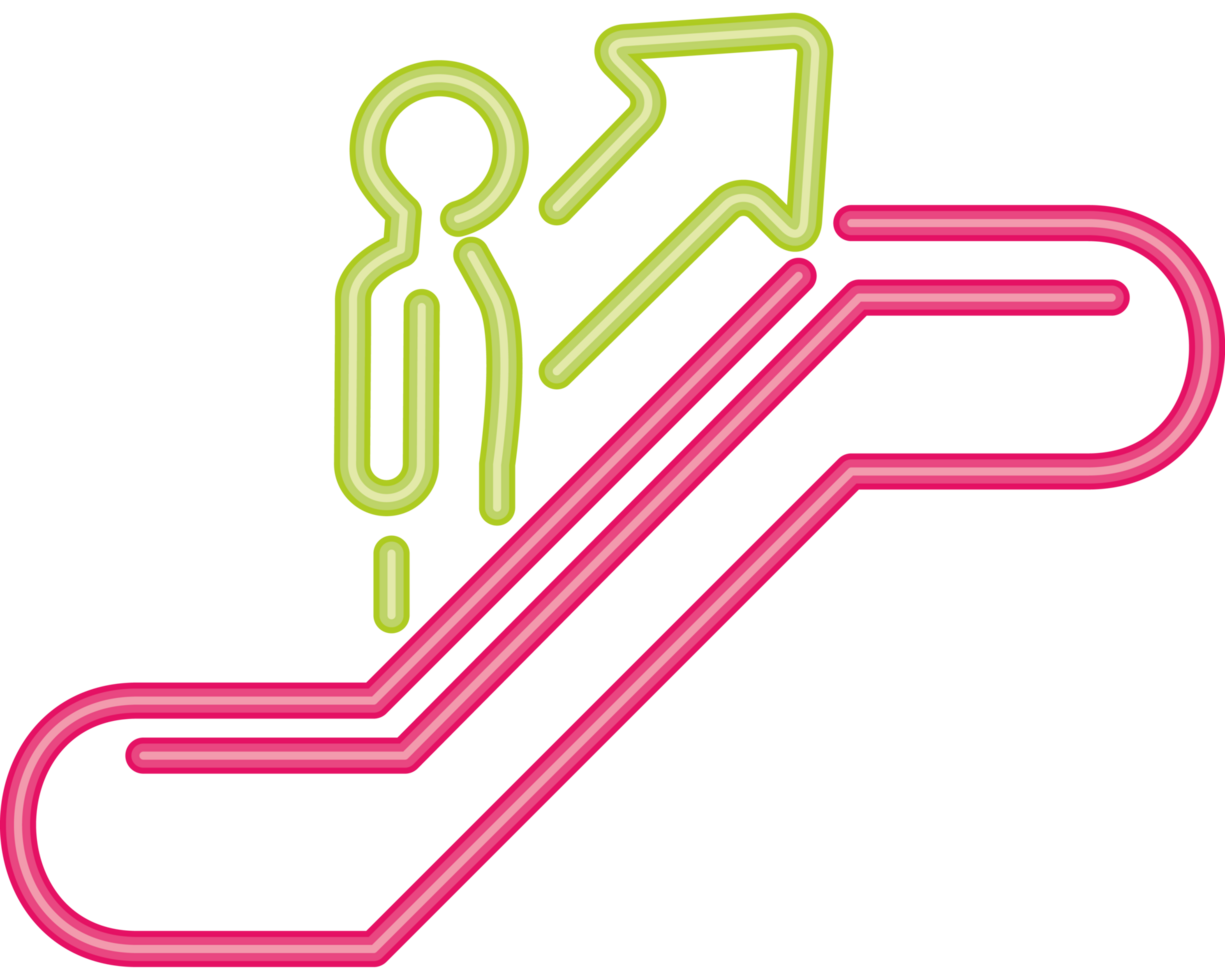 escalators up informative signal neon light png