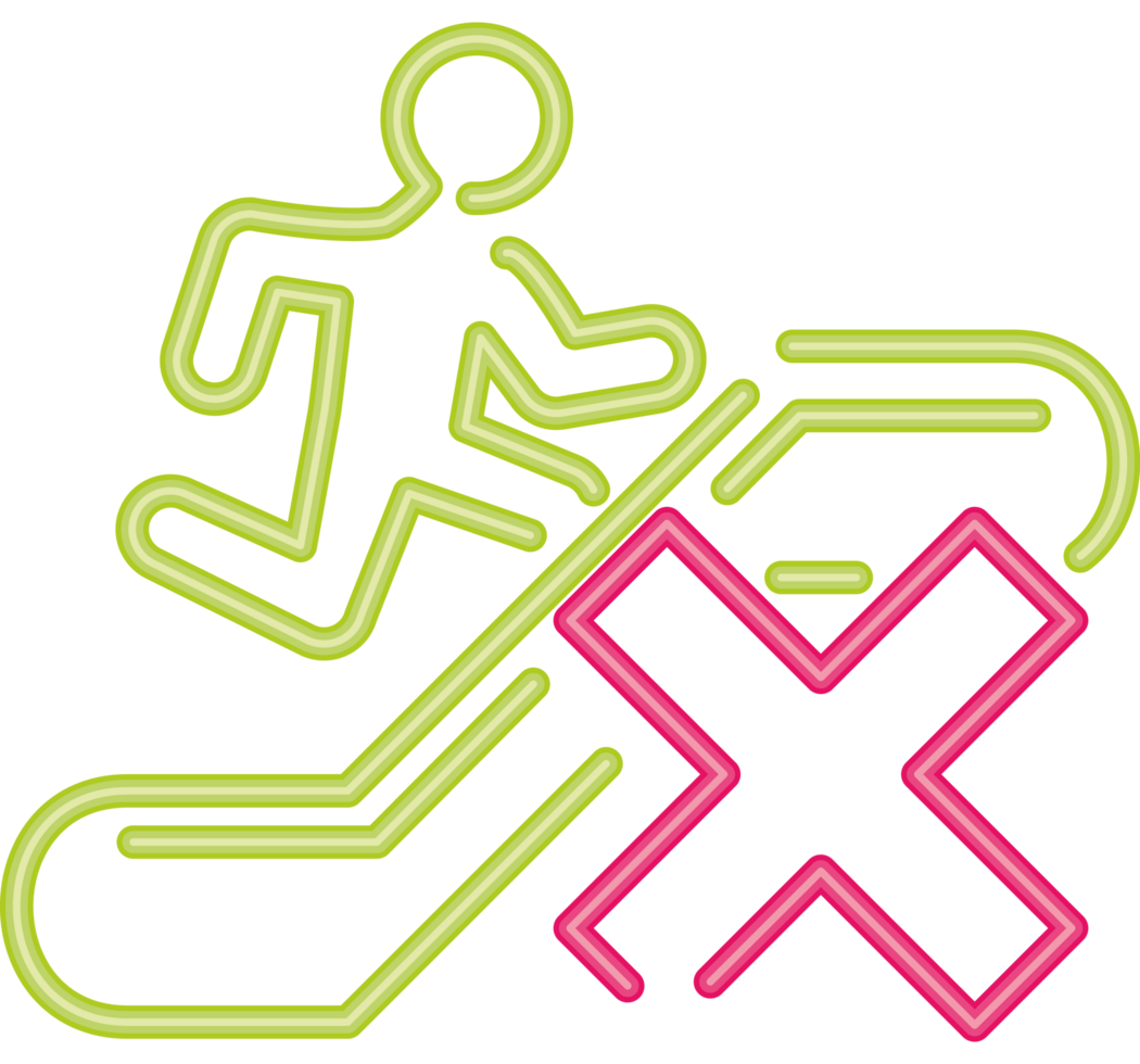 dont run on escalators informative signal neon light png