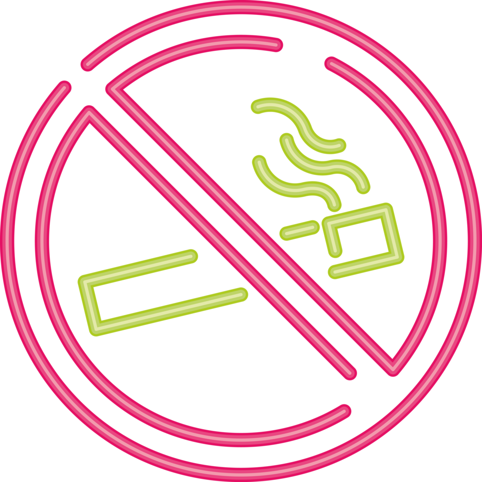No smoking informative signal neon light png