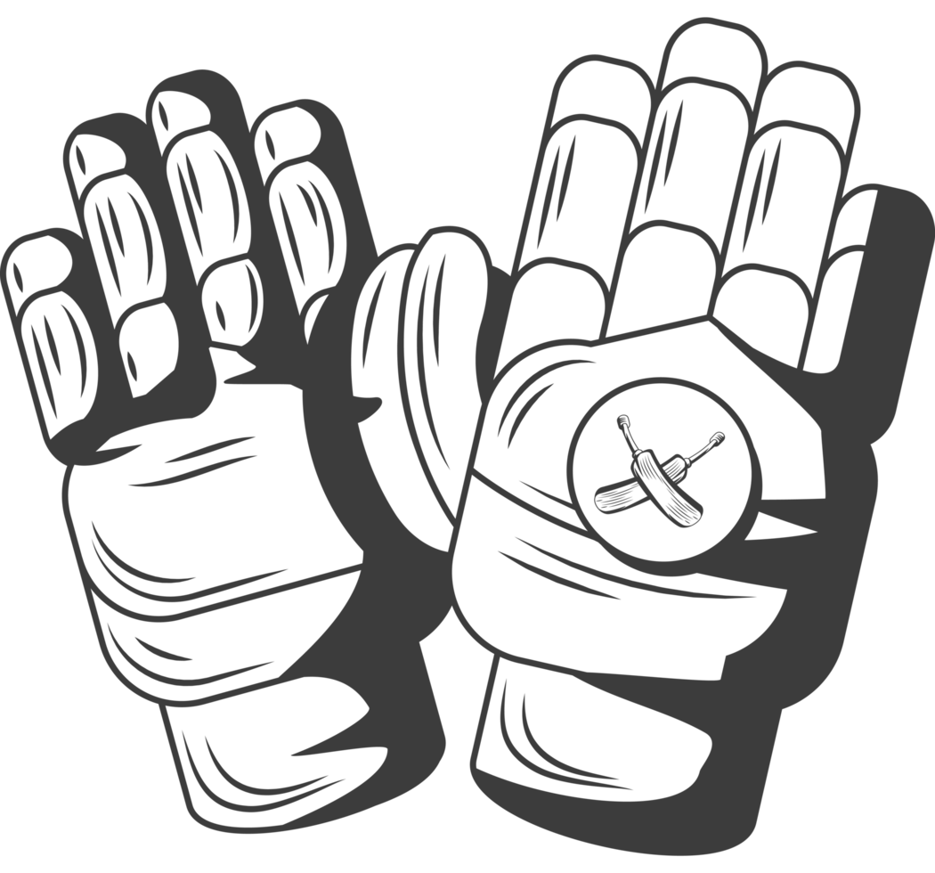 cricket sport gloves sketch style png
