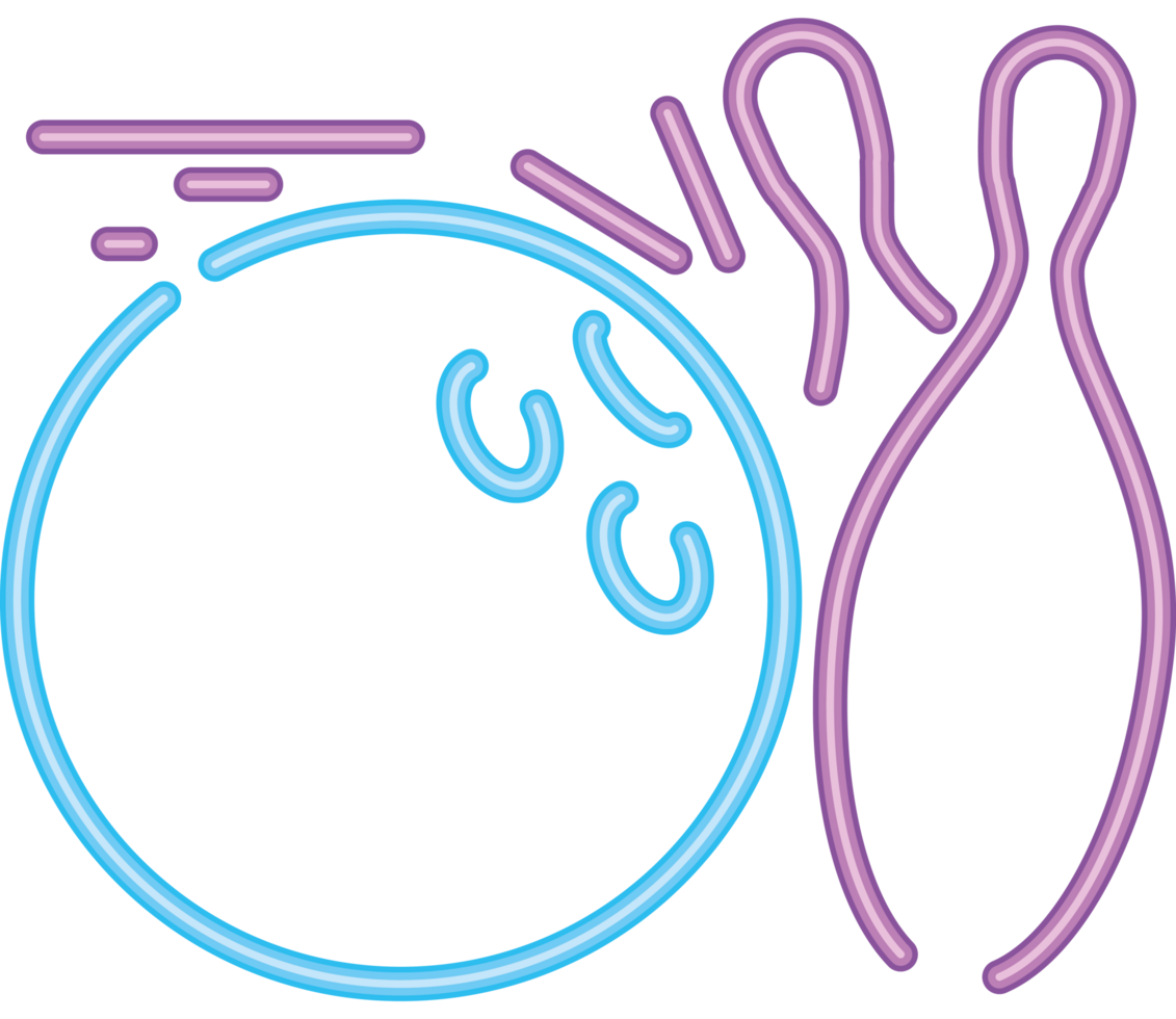 bowling sport neon lighs icon png