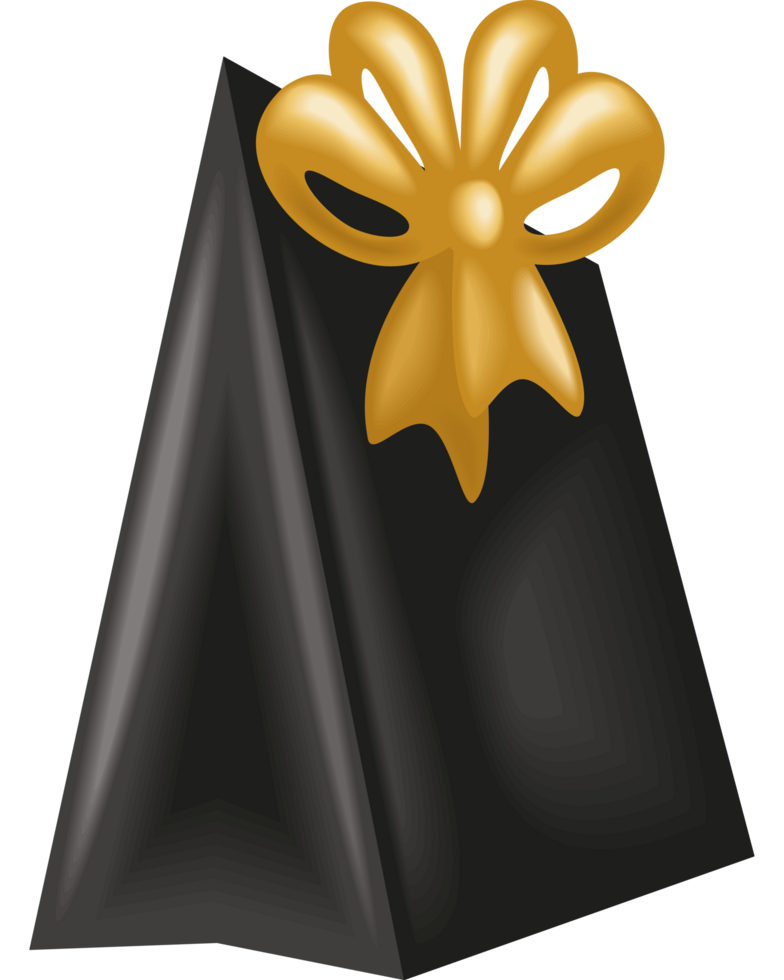 black and gold birthday gift bag png