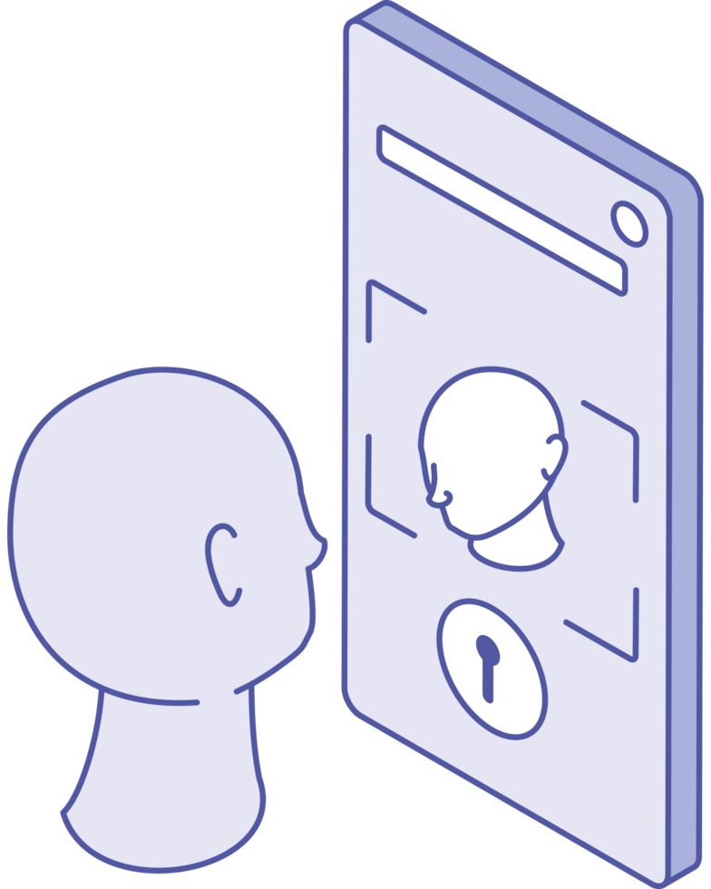 biometric face recognition security isometric png