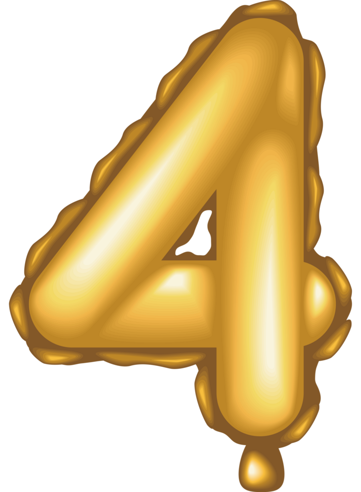 golden balloon number four png