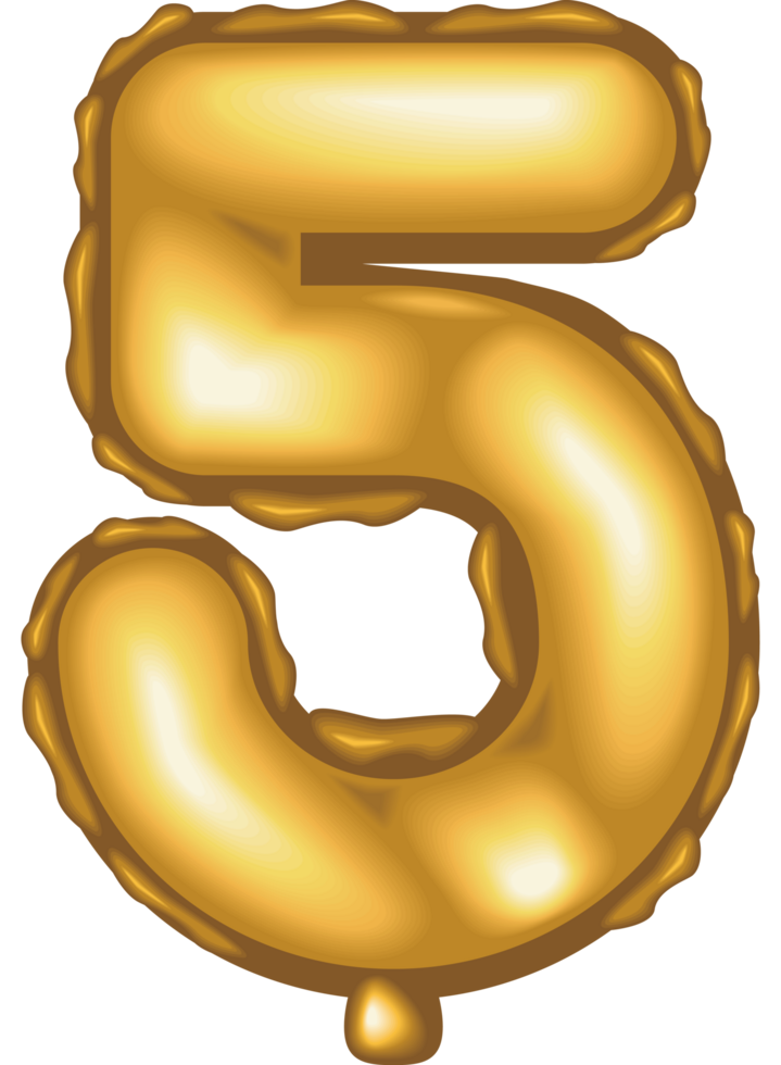 golden balloon number five png