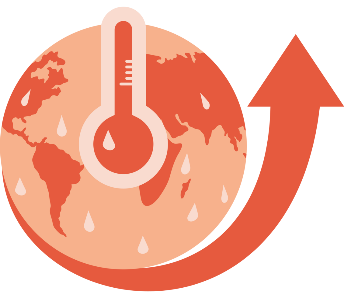 global warming earth with thermometer png