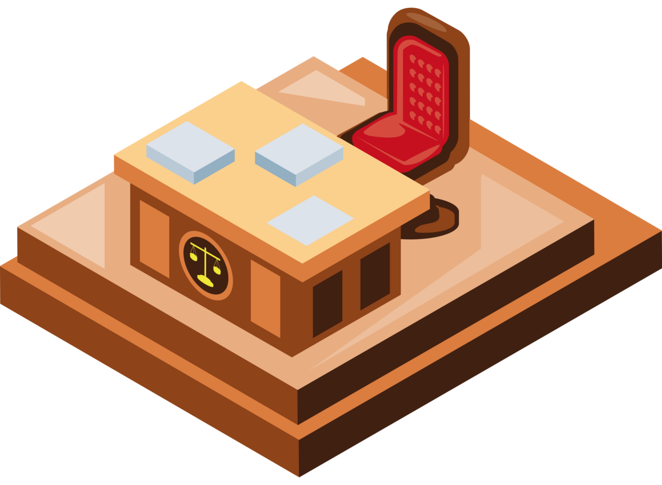 judge desk with documents isometric png