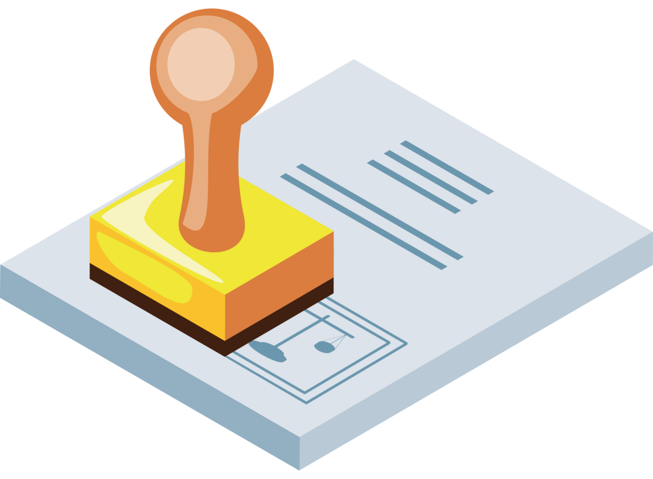 legal documents and stamp isometric png