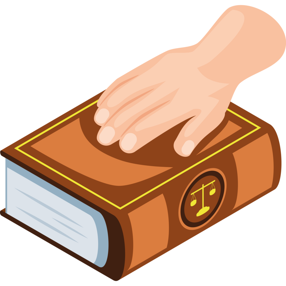 hand on law book isometric png