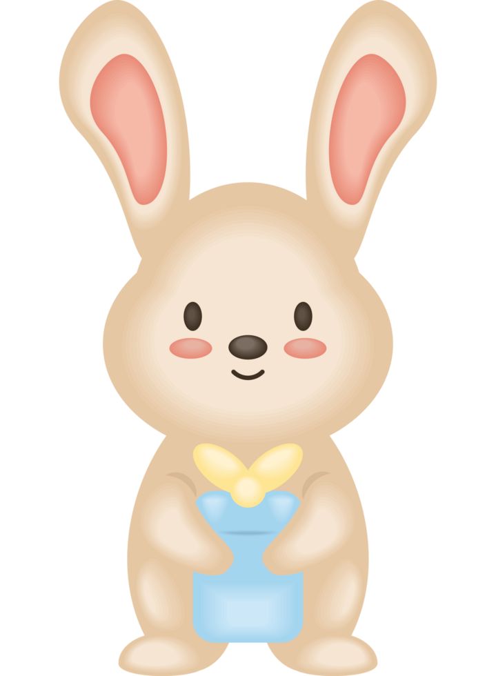 baby shower rabbit with gift png