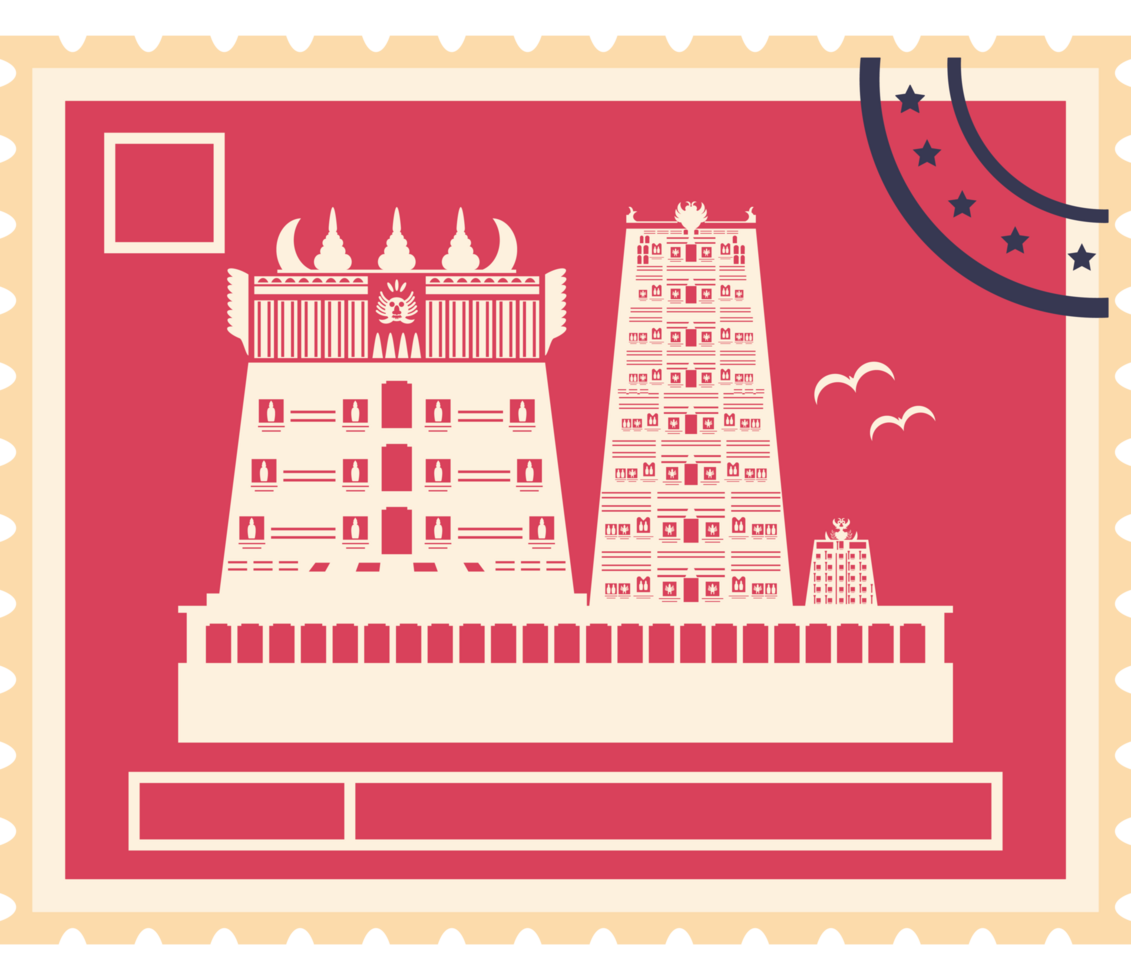 meenakshi temple postage stamp png