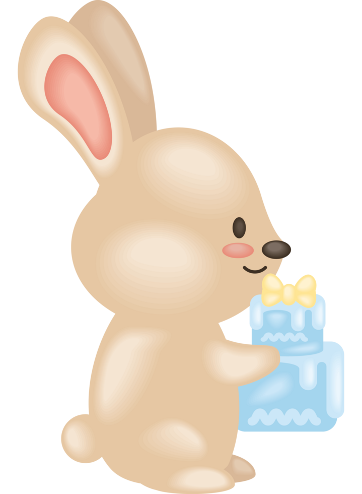 baby shower rabbit with cake png