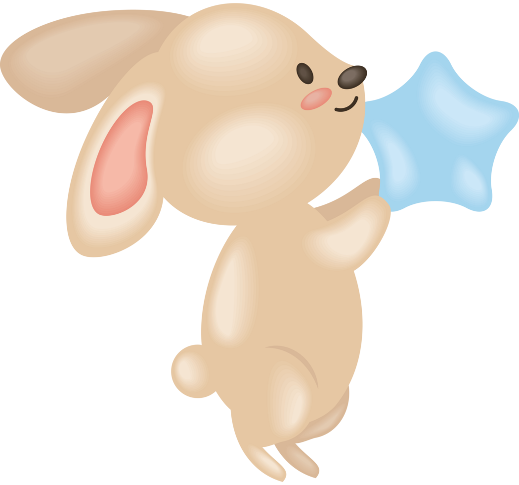 baby shower rabbit with star png