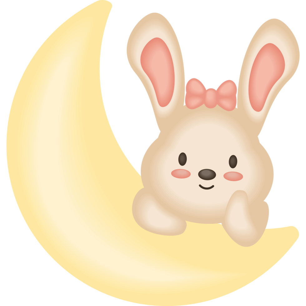 baby shower rabbit and moon png
