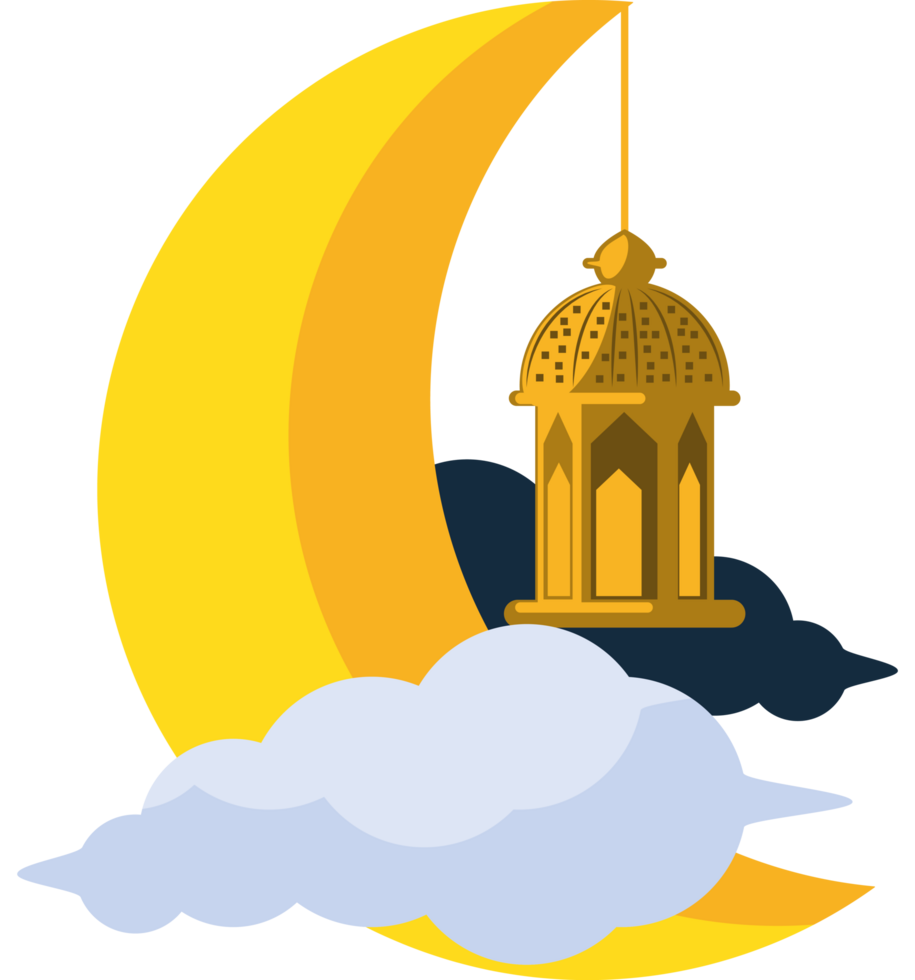 arabic lamp and crescent moon png