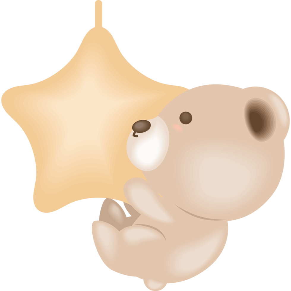 baby shower bear with star png