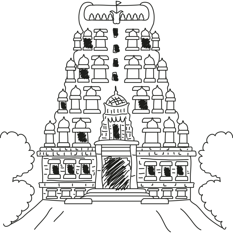 tirumala temple sketch style png