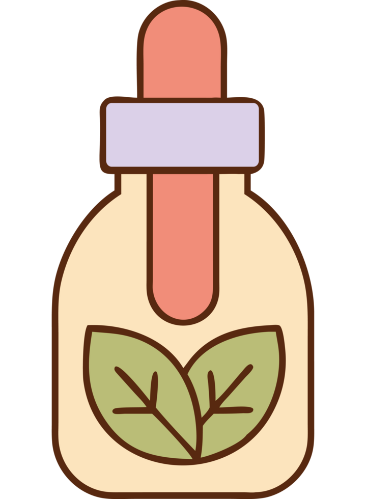 Herbal essential oil bottle natural product icon png