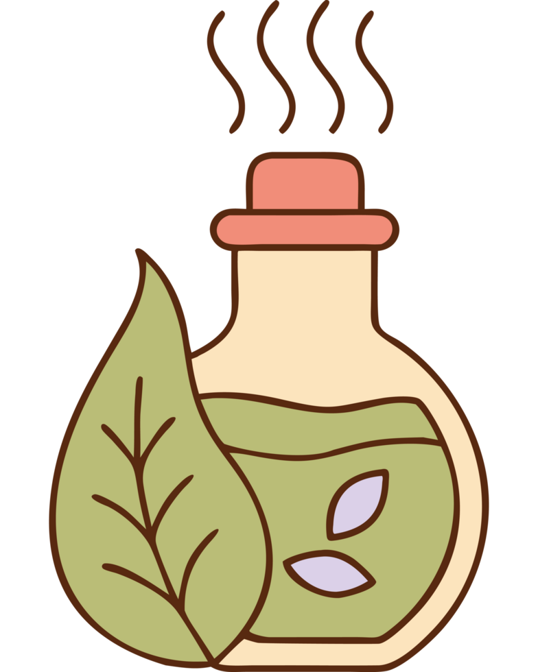 Herbal essential oil bottle spa therapy icon png