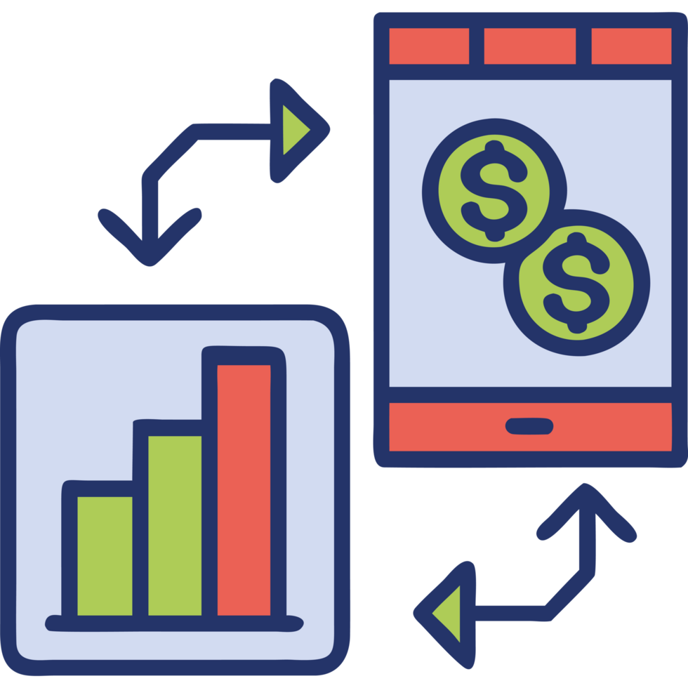 Financial crisis mobile banking decline icon png