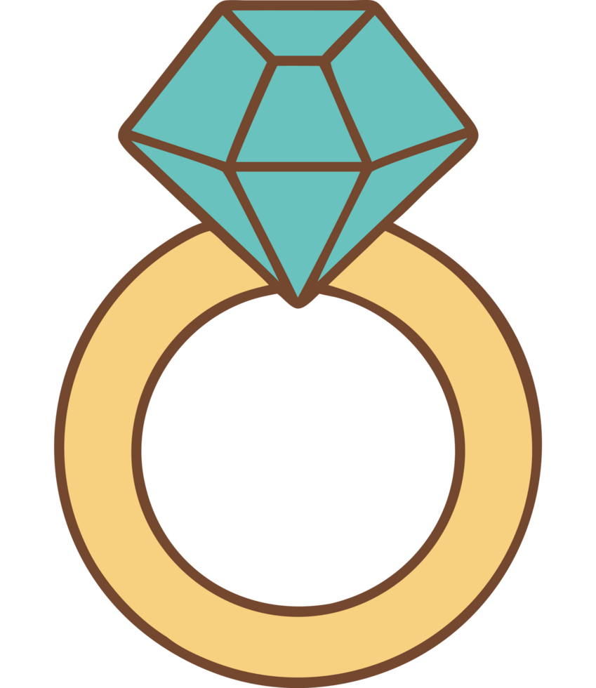 Wedding engagement ring with diamond icon png