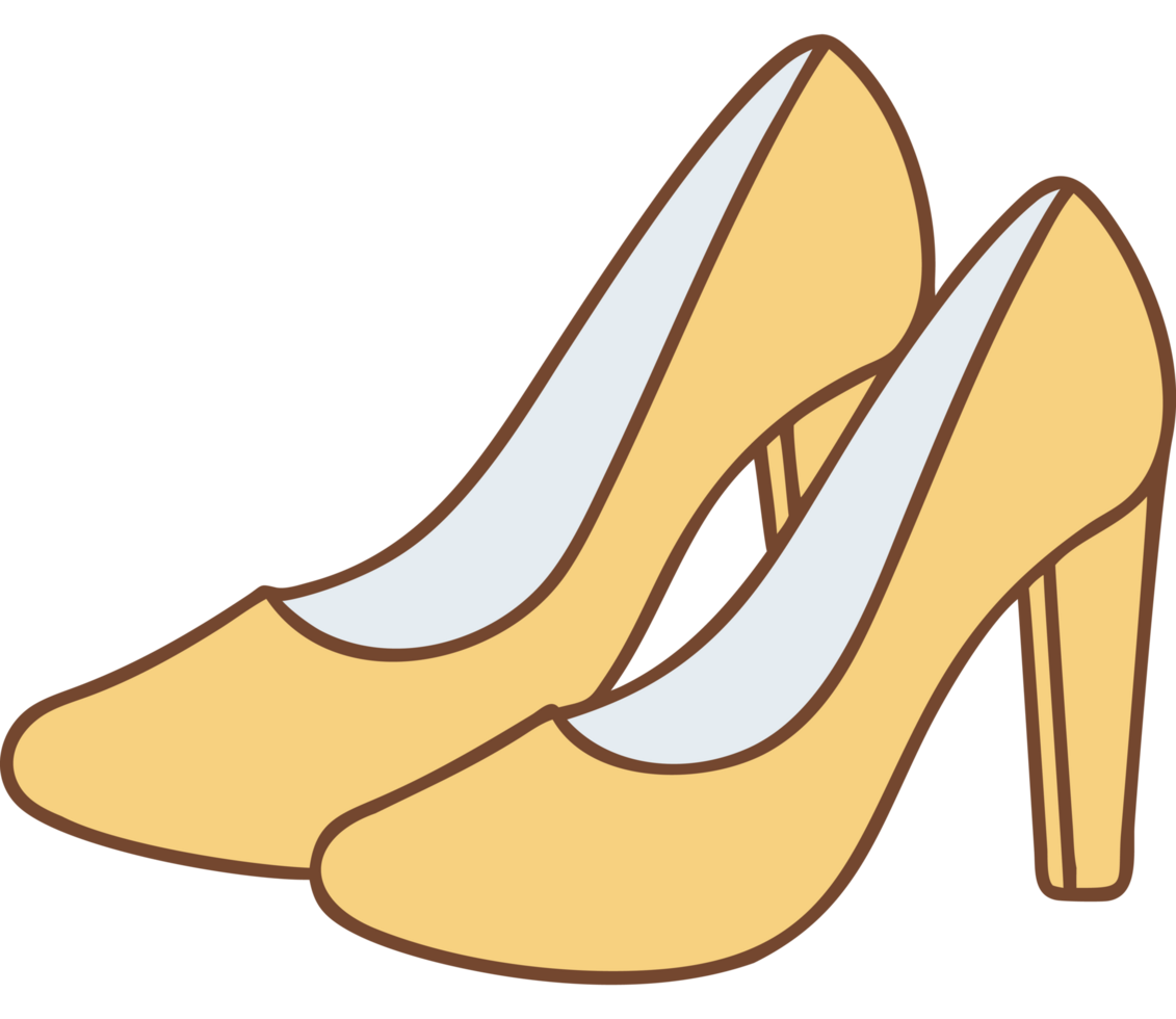 Wedding high heels with golden accents png