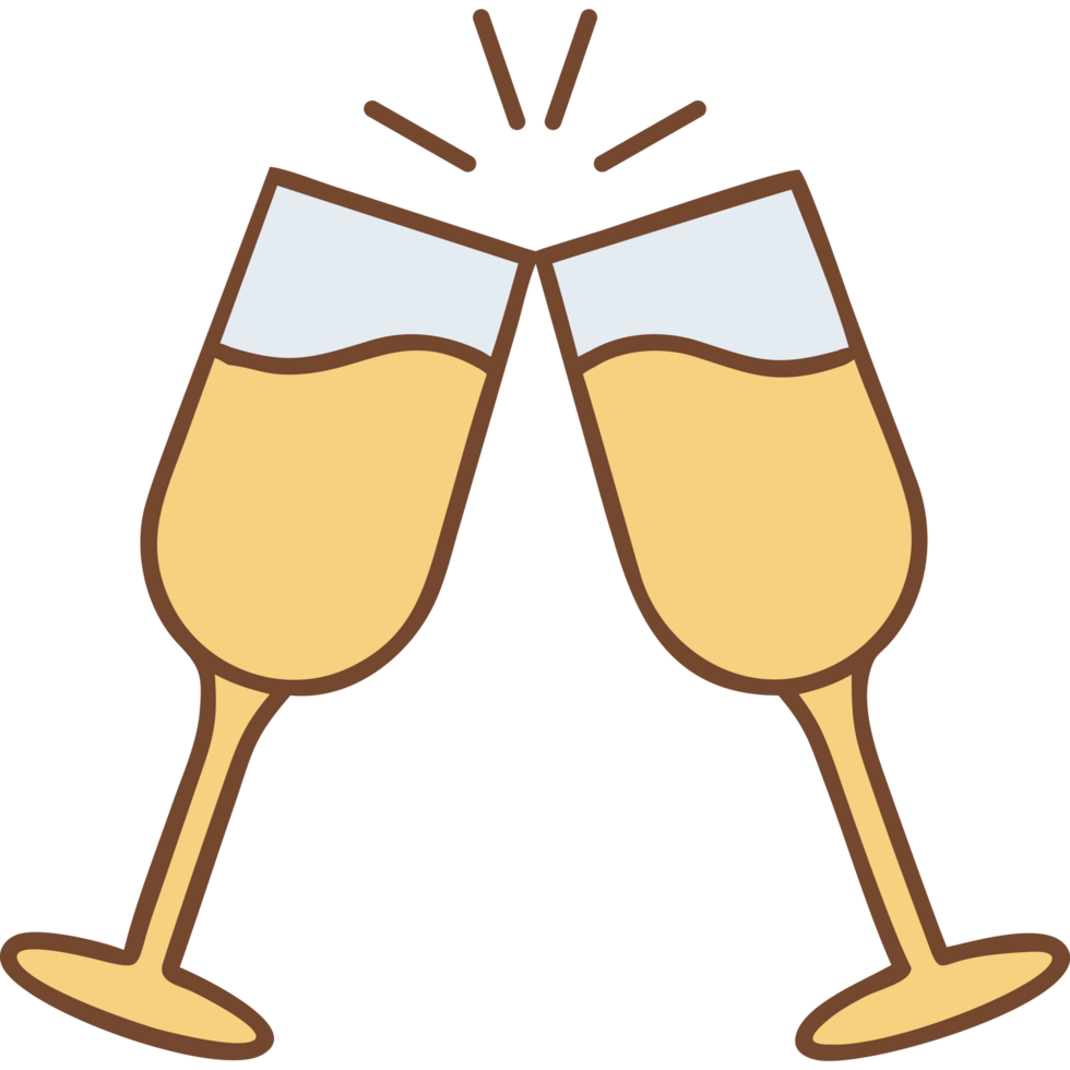 Wedding champagne toast with clinking glasses png