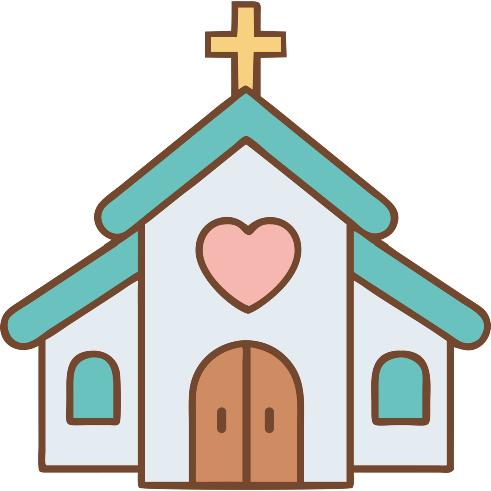 Wedding chapel and heart details png