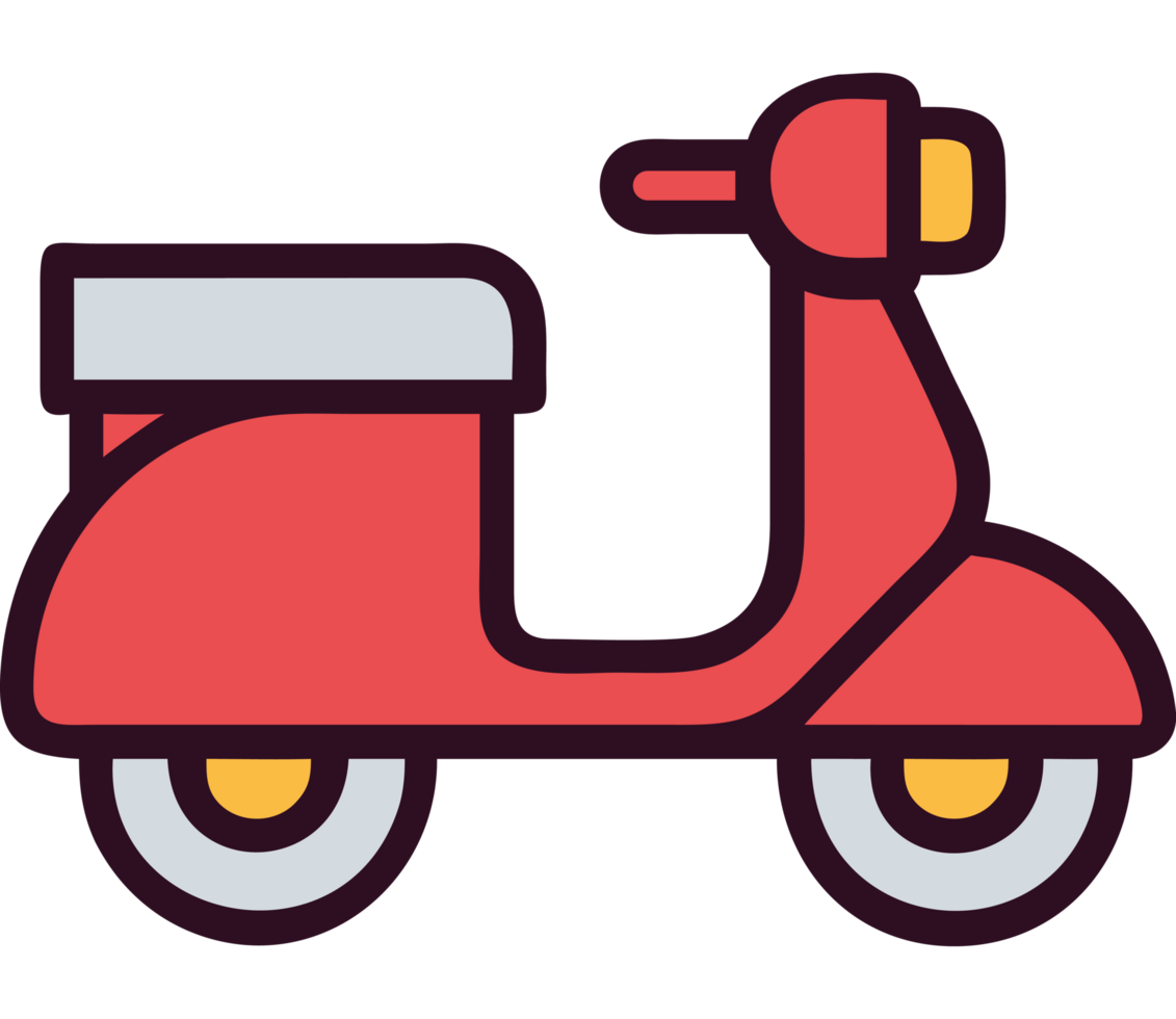 Italian red scooter with retro design png