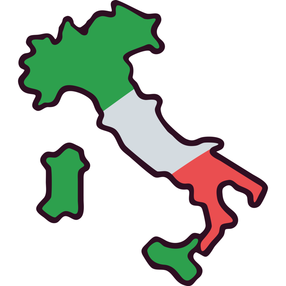 Italian map with green white and red colors png