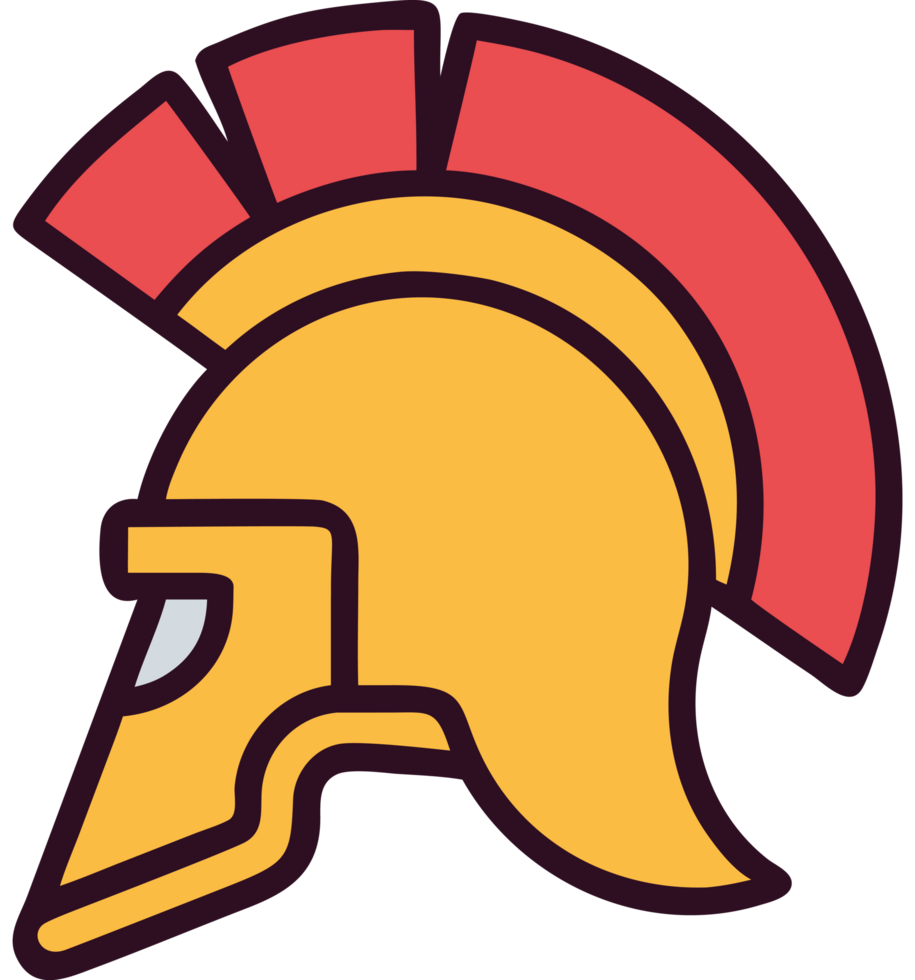 Roman soldier helmet with golden accents png