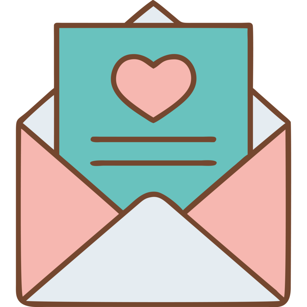 Wedding envelope with heart shaped card png
