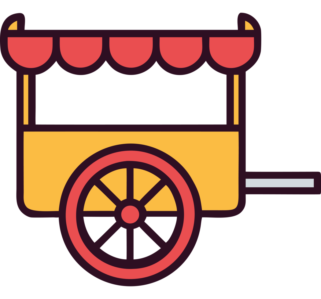 Italian street food cart with canopy png