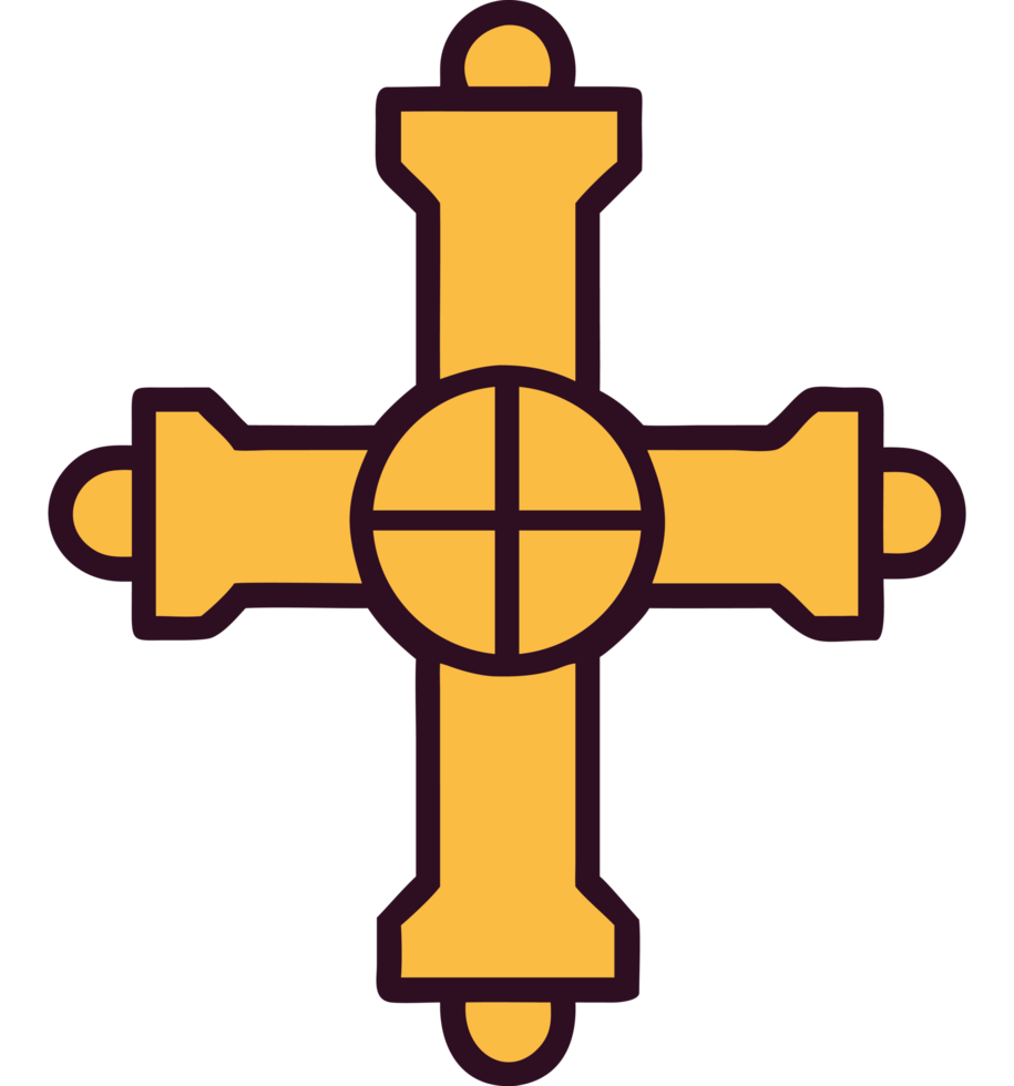 Italian golden cross with ornate design png