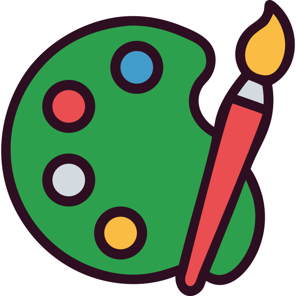 Italian art palette with paintbrush icon png