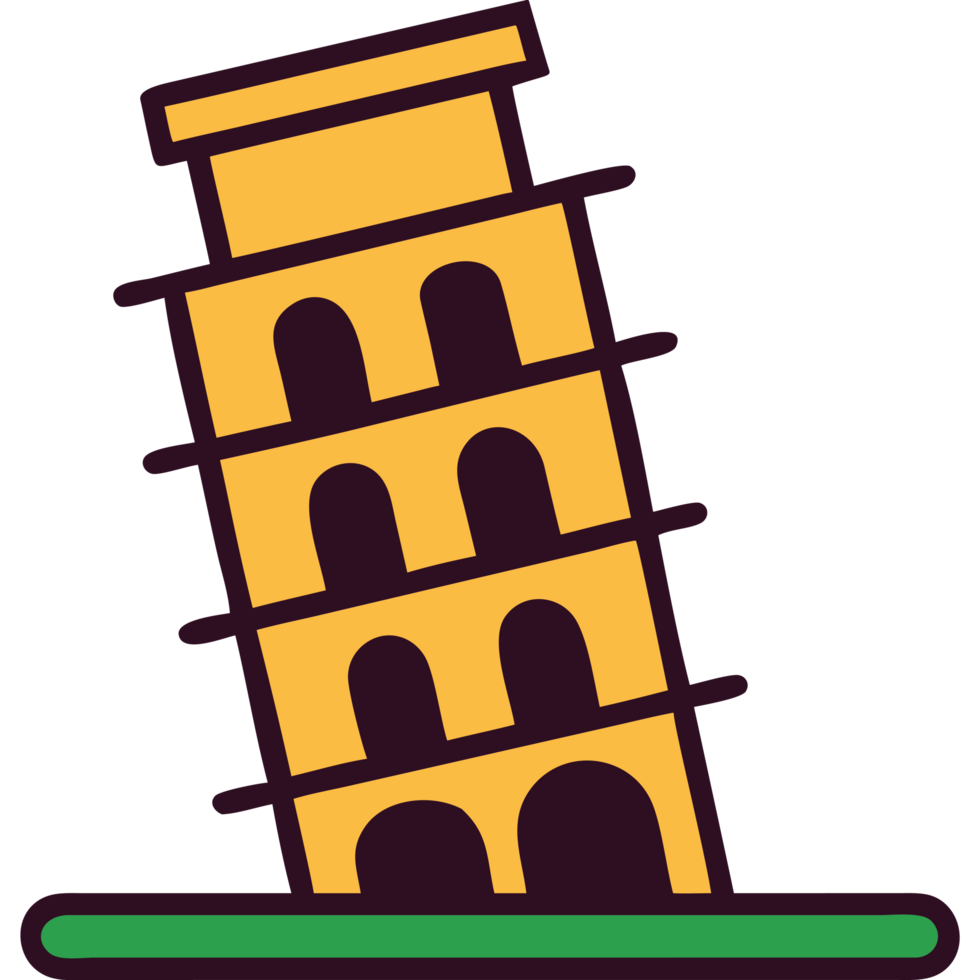 Italian leaning tower of Pisa illustration png