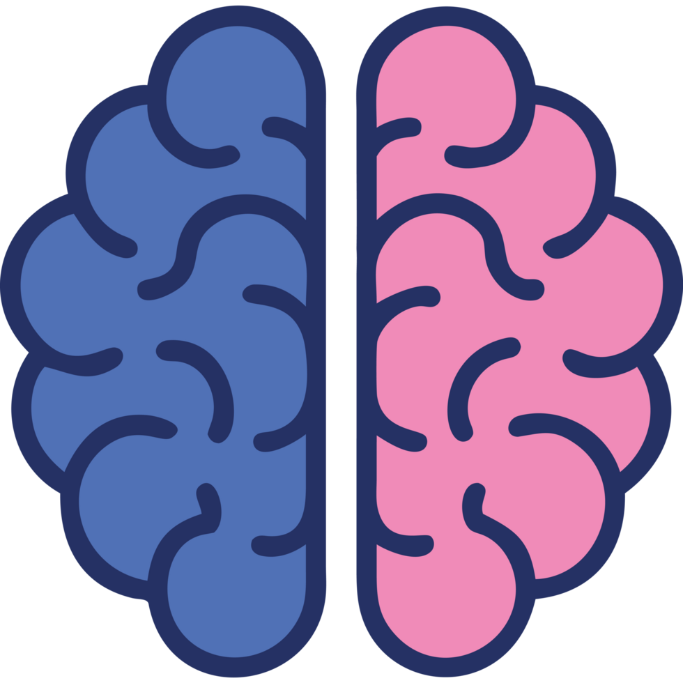 Psychiatry brain split into two hemispheres png