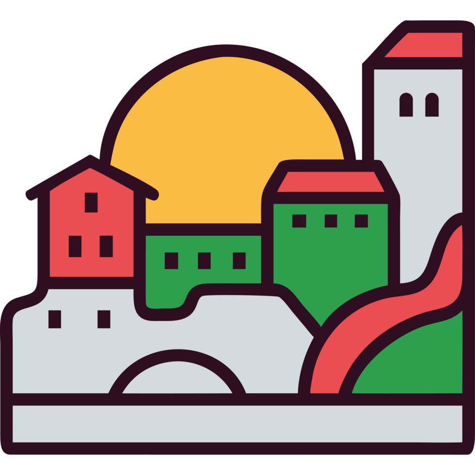 Italian village with hills scenery png