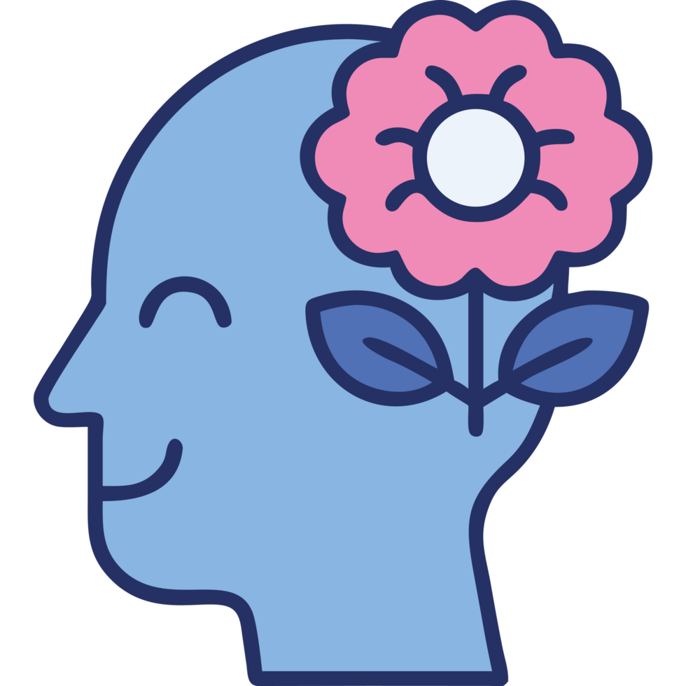 Psychiatry head with blooming flower symbol png