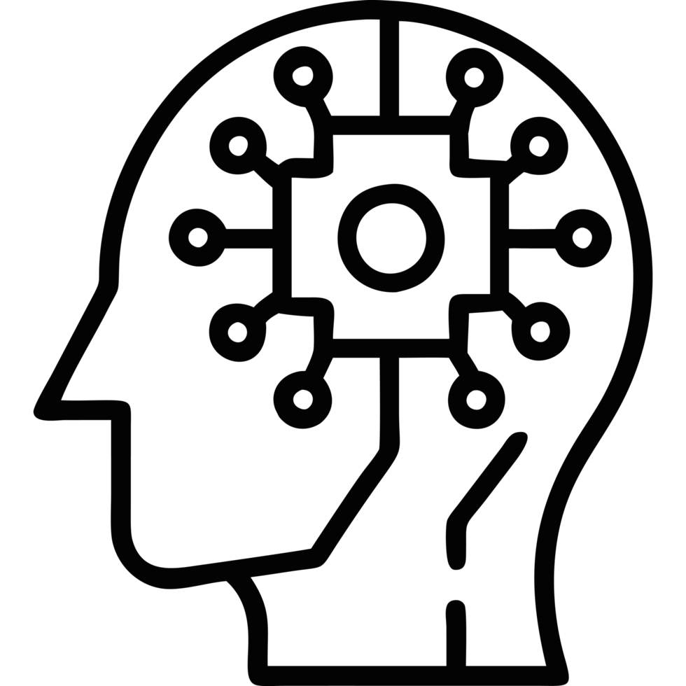 AI head with digital network icon png